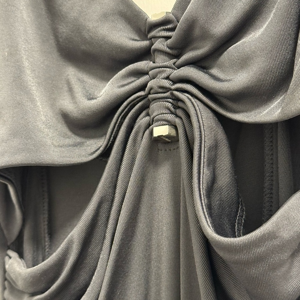 Dion Lee Charcoal Ruched Satin Top